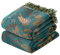 HOORDRY Coperta in cotone con frange, 230 x 250 cm, colore: blu e beige, elegante e morbida coperta per TV