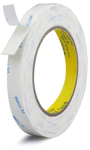 Rusoz Doppelseitiges Klebeband Extra Stark,Klebestreifen Wasserdichtes Weiß Doppelklebeband Schaumstoff PE Selbstklebend 5m Länge,1cm Breite Für Home und Auto Dekorationen