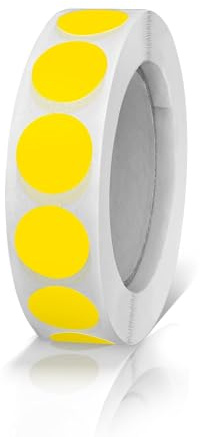 Runde Aufkleber 13mm Gelb Selbstklebend Rolle Kleine Klebepunkte | Etiketten, Farbkodierung, Kreise Sticker, Wetterfest, 1000 Stück