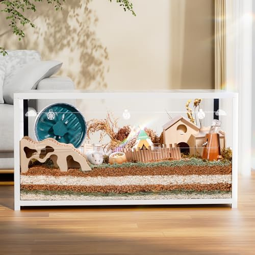 BUCATSTATE Hamster Cage Metal 2.0 - Large Hamster Enclosure Stackable with Top Access Easy Assemble 39.3L*19.7W*20.6H Inches Dwarf Syrian Hamster Tank for Gerbil, Mouse, Rat (774sq inch White)