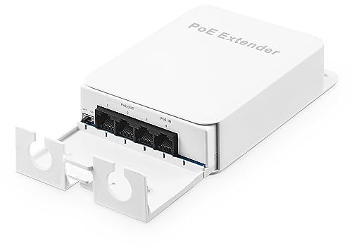 Outdoor PoE Passthrough Switch, 1 in 3 Out Extender, IEEE802.3af/at Powered, 100Mbps Ethernet, Wandmontage Wasserdicht Plug and Play