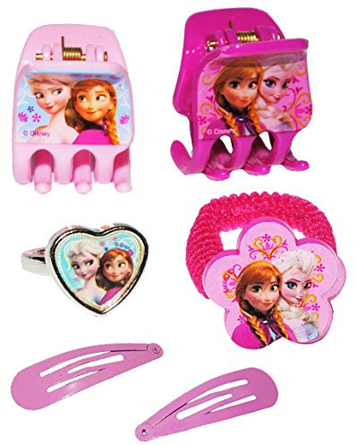 alles-meine.de GmbH 6 TLG. Set - Haarschmuck & Ring - Frozen - die Eiskönigin - für Kinder Mädchen Schmuck Haargummis - Mädchen Prinzessin Olaf - völlig unverfroren - ELSA AR..