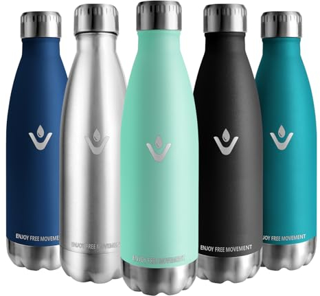 Vikaster Botella agua, 500ml Botella agua acero inoxidable, Mantener 12H Caliente/24 Frío, Termo Sin BPA, Botella termica Niños, Adultos, Deporte, Oficina, Exteriores