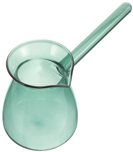 LABRIMP Glas Milchkrug Kaffeekanne mit Seitlichem Griff Vielseitige Glaskanne für Milch Kaffee und Tee Tragbarer Wasserkocher aus Glas