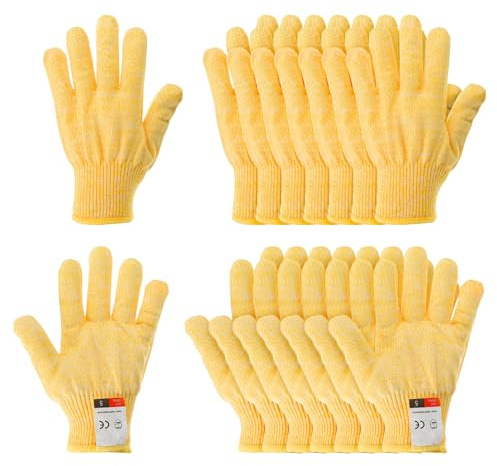 PATIKIL Cut Resistant Gloves, 8 Pair Level 5 Protection Anti Cutting Gloves Cut Proof Gloves for Kitchen Wood Carving Working, Large, Yellow