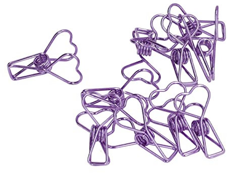 Emoshayoga Chip-Clip-Büroklammern, eleganter Stil, Metalltüten-Clips, kleine Chip-Binder-Clips, kompakte Büroaufbewahrungswerkzeuge, violett, 20 Stück