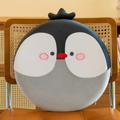champracer Runde Stuhlkissen Kinder,Cartoon Rundes Kissen， Stuhlkissen Dickes Stuhlkissen ，40cm Memory Foam Sitzkissen Stuhl Sitzpolster mit Abnehmbarer Bezug, Cartoon Tier Sitzauflage (Pinguin)