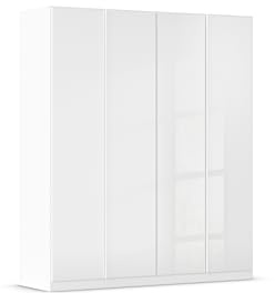 Rauch Möbel MONOSTAR, Kleiderschrank, Farbe Glas Weiß, Breite 181 cm | Schrank, Garderobenschrank, 4-türig, mit Glasfront, Zubehör Premium, für Schlafzimmer, Kinderzimmer, Jugendzimmer