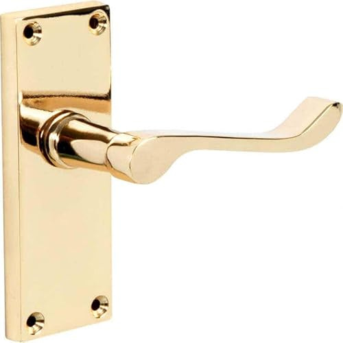 Designer Levers - Victorian Scroll Lever Door Handles -Polished Brass - 1 Pair - Latch Door Handle - Interior Use - Short Latch