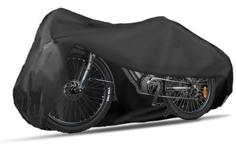 Varstrom Fahrradabdeckung Wasserdicht, Fahrradgarage Wetterfest Plane für Aussen, Fahrrad Abdeckplane Polyester 190T Fahrradplane Regenschutz, Fahrrad Garage Outdoor Abdeckung Schutzhülle-Schwarz