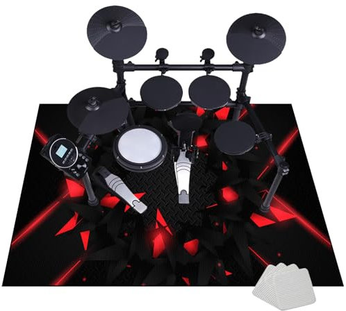 140 x 120 cm Alfombra Bateria Electronica - Alfombras de Batería - Alfombra para Bateria Acustica - Alfombra de Tambor - Alfombrilla Insonorizada para Caja De Bombo y otros Instrumentos Musicales