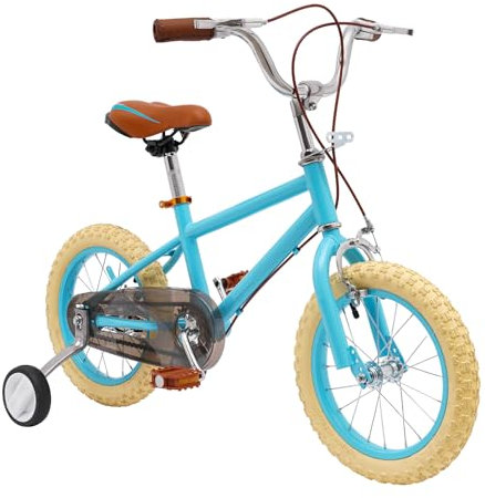 Fridgestea 14 Zoll Kinderfahrrad, Fahrrad für Jungen Mädchen ab 3-4 Jahre, mit abnehmbare Stützräder, Höhenverstellbar, Scheibenbremse, Geschenk für Kinder, bis 80kg (Blau)