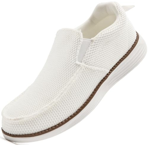 KTVHYW Loafer Slip On Sneakers Tofflor skor löparskor mockasiner, Vit, 45 EU