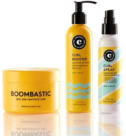 COCUNAT - Booster de Rizos + Boombastic + Curl Spray - Gel de Definición - Mascarilla Nutritiva - Fijador de Rizos - Hidrata, Nutre, Fortalece, Elimina el Frizz y Desenreda - Metodo Curly