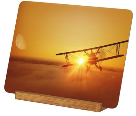 KSANNNS Bedruckter Bilderrahmen mit Flugzeug bei Sonnenuntergang, resistent gegen Herunterfallen und langlebig