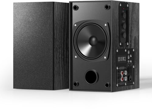 Elimavi 30W X 2 Powered Bookshelf Speakers - 3.5-RCA Input for Turntable, TV, PC, Record Player Speakers with 4 Inch Woofer & Wall Mounted