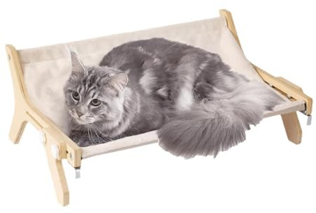 Sghtil Alzata per gatti sul davanzale della finestra, lavabile in lavatrice, amaca in legno su entrambi i lati, per animali domestici, sedile per tutte le stagioni