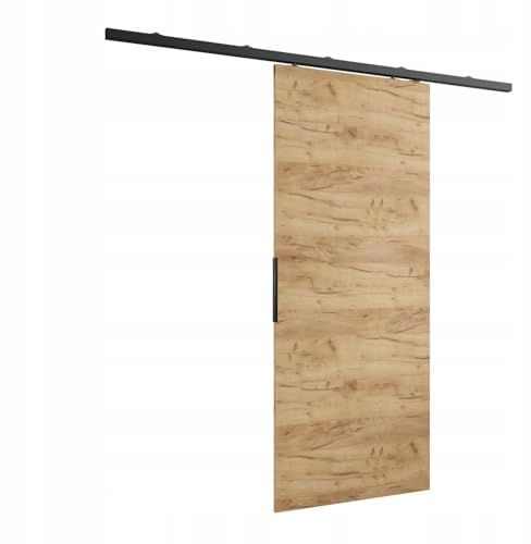 Kier Furniture - Schiebetüren Innen Malibu - Wandschiebetür - Schiebetür Links, Rechts - 16 mm laminierte Platte, Muster auf einer Seite der Tür - Eiche Craft Gold - 76cm