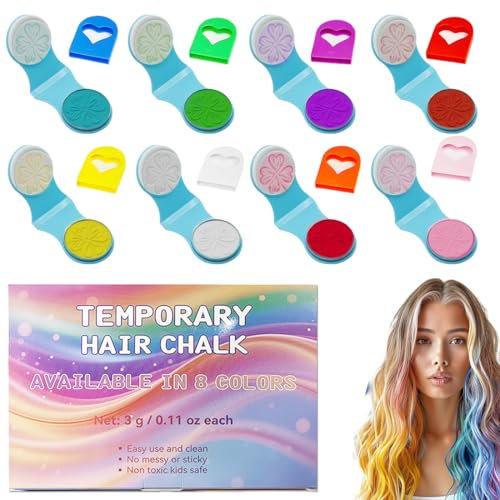 WUSJCOF 8 Couleurs de Poudre pour Cheveux, Spray Coloré Lavable, Teinture Temporaire pour Filles, Enfants et Adolescents (5-15 Ans), Idéal comme Cadeau de Noël ou d'Anniversaire (Rose, etc.)