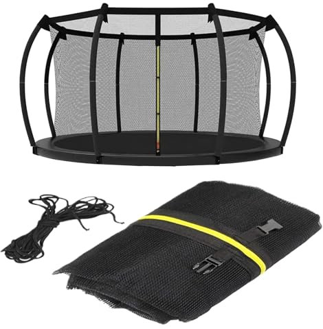 Trampolin Ersatznetz, Ø 305 cm Trampolin Sicherheitsnetz, UV-beständig Trampolinnetz innenliegend Netz mit Reißverschluss und Schnallen, für 6/8 Stangen, Netzhöhe 180 cm