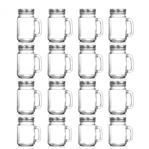 STARVAST 32 Stück 60ml Mini-Schnapsgläser mit Henkel, Kleine Gläser mit Deckel, Mason Jars für Getränke, Desserts, Kerzen, Bastelarbeiten