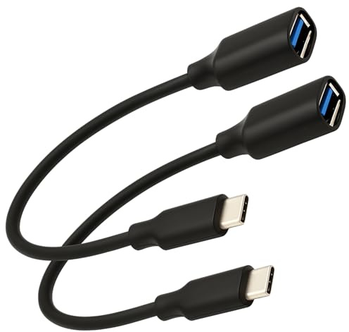 Hawpasy 2 PCS Adapter TypeC Auf USB OTG Adapter 5 Gbps, TypeC Auf USB A OTG Kabel, C Adapter Auf Kompatibel Mit 16 15, M4, S24 S23, C Kabel 20cm, Plug & Play, Fähig