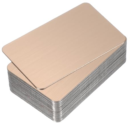PATIKIL 0,8 mm visitkort i rostfritt stål, 50-pack borstat tomt namnkort lasergravering för gör-det-själv-presentkort, roséguld
