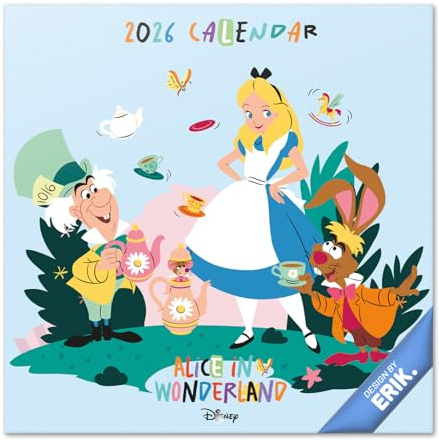 Grupo Erik Kalender 2026 Wandkalender Disney Alice im Wunderland Kalender Familienplaner - Jahresplaner Monatskalender 2026 30 x 30 cm Planer Jahreskalender 25 für 12 Monate - Offizieller Disney Merch