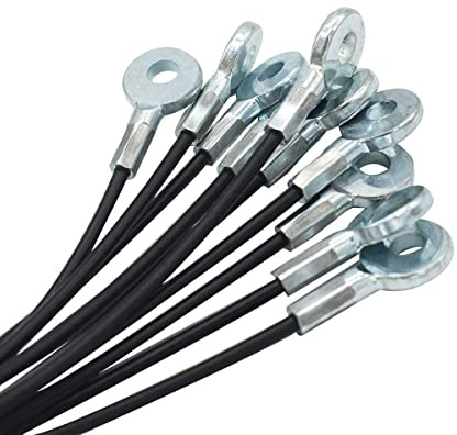 Bytiyar Alambre de 3 mm de diámetro de alambre galvanizado con ojales de cable de cuerda corta con cierre de cadena de seguridad con cubierta recubierta de vinilo, 10 piezas negras de 15 cm de