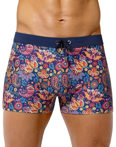 Casey Kevin Maillot de Bain Homme Boxer Short de Bain Moulants Imprimés | Homme Boxer Piscine à Séchage Rapide avec Cordon de Serrage Réglable, S-XXL