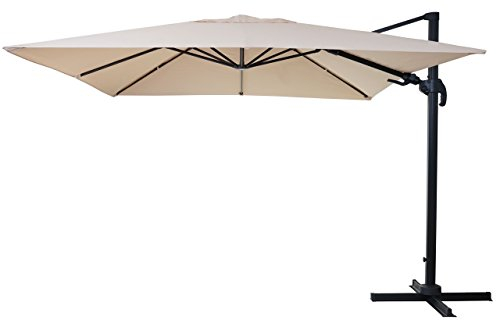 Mendler Gastronomie-Ampelschirm HWC-A96, 3x4m (Ø5m) schwenkbar, Polyester/Alu 26kg drehbar - creme