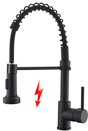 TIMACO Schwarz Niederdruck Küchenarmatur 360° Drehbar Mischbatterie Küche Kommerzielle Einhand-Spüle Wasserhahn Spiralfederarmatur Wasserhahn Küche
