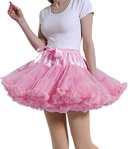 MeiLiMiYu Dam underkjol kjol kjol vuxen puffig tutu kjol lager balett tyll pettiskirts klänning kostym underkjol, Rosa, one size