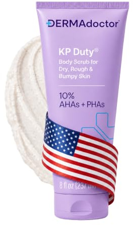 DERMAdoctor KP Duty Body Scrub Dermatologiskt utvecklad peeling för keratosis pilaris och torr, grov, ojämna hud med 10 % AHAs + PHAs (237 ml)