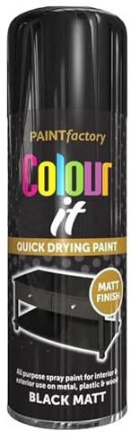 PRICE BEATER Matt Spray Paint, Quick Drying Multi-Surface Aerosol for Wood, Metal, Plastic, Fabric & More, Durable Matte Finish for Interior & Exterior Use, 400ml (Black Matte Finish, 1 Pcs)