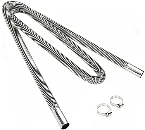 QISF Tubo di scarico in acciaio inox, 200 cm, riscaldatore per parcheggio auto, D: 2,5 cm, con 2 clip, tubo flessibile di scarico del gas diesel per auto, adatto anche per scarico della cucina