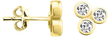 SOFIA MILANI - Damen Ohrringe 925 Silber - vergoldet/golden & mit Zirkonia Steinen - Kreis Ohrstecker - E1461