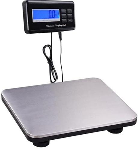 Lfhelper Bilancia digitale da tavolo, 220 V, bilancia da lettere da 660 lbs/300 kg, piattaforma elettronica in acciaio inox, display LCD, bilancia da tavolo, bilancia da cucina digitale, argento