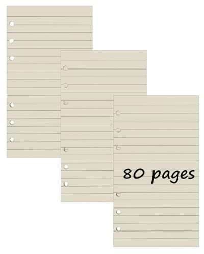 3 Packungen A6 Liniert Nachfüllpapier, 240 Blätter 6 Löcher Nachfüllpapier Nachfüllbare Refill Paper Nachfülleinlagen für Notizbuch, Tagbuch, Skizze, Malerei