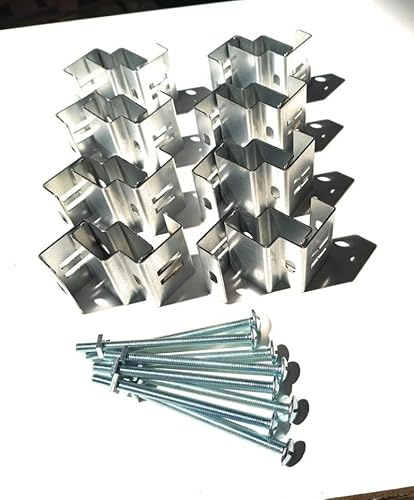 POSTFIX Metal Brackets to fit 4 x 4 Slotted Concrete Fence Posts - Packs of 4, 8 and 12. (Pack of 8)