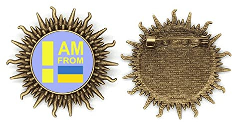 Anstecknadel mit Aufschrift I Am from Ukraine, Metall, Sonne
