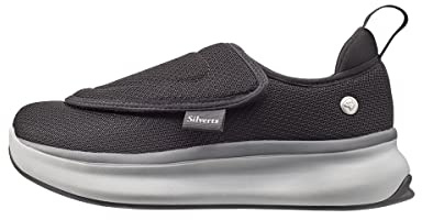 Silverts Women's Extra Wide Comfort Shoes Adjustable Easy Closure Diabetic Adaptive Walking Shoes for Swollen Feet - Black 9