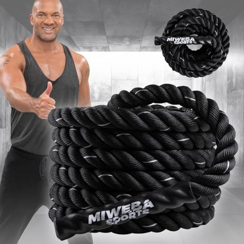 Miweba Sports Battle Rope BR100 | 9m / 12m - Trainingsseil - Schlachtseil - Schwingseil - Fitnessseil - Battle Ropes - Fitness Seil - Schlagseil - Schwungseil - Sportseil - Indoor & Outdoor (12.0 m)