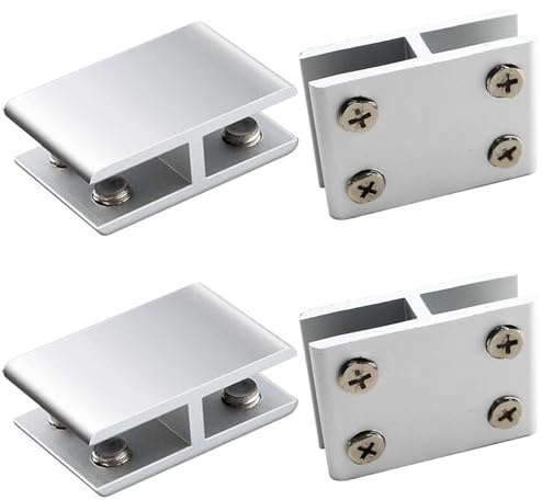 Morsetto per Vetro Regolabile 4 Pezzi 10-12 MM Supporto in Lega di Alluminio 180 Gradi Morsetto Doppio per Mobili per La Casa di Vetro
