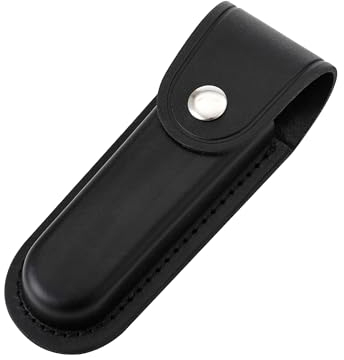 Pocket Knife Sheath, 5 Folding Pocket EDC Knife Case, Portable Pouch Knife Leather Holster with Snap Closure and Belt Loop, Accessory for Outdoor Climbing, Camping, Cycling and Hiking, Black