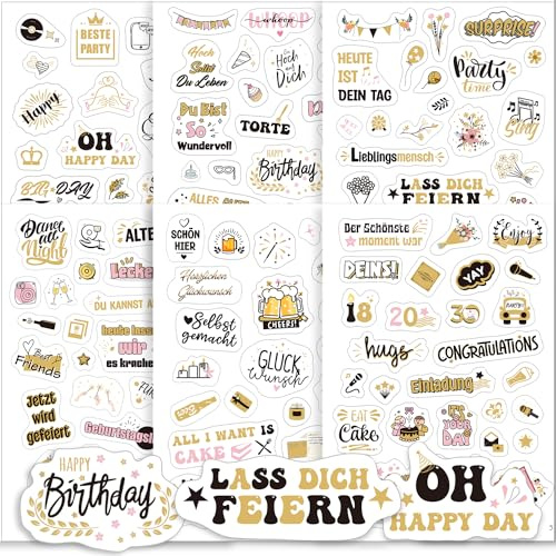 Hongma Sticker Geburtstag Aufkleber Geburtstagssticker Transparent über 160 Motiv Set Birthday Party Gästebuch Fotosticker Geschenk für Fotoalbum Scrapbook Zubehör | Geburtstagssticker Selbstklebend, Wasserfeste, Birthday Party Gästebuch Fotosticker Geschenk für Fotoalbum Scrapbook Zubehör