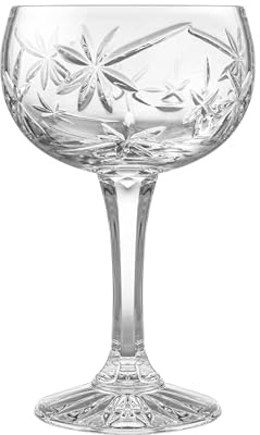 Barski Champagne Glasses - Flute - Saucer - Belle Coupe - Set of 6 Glasses - Hand Cut Crystal - Beautifully Designed - Each Glass is 7 oz Made in Europe
