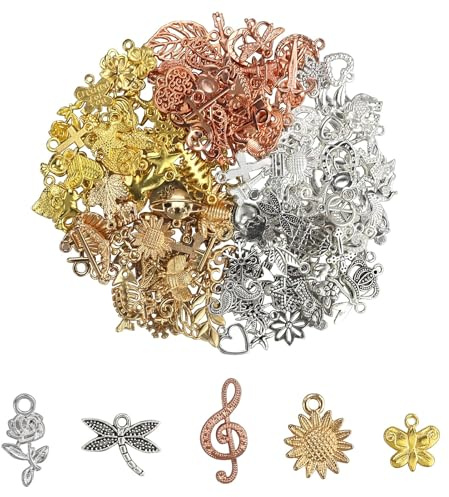 LWMLWM 150 Stück Charms, Metall Anhänger Gemischt, Vintage Aesthetic Accessoires zum DIY & Schmuck Handwerk