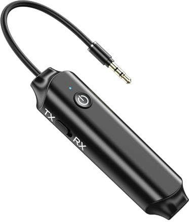 OQIMAX Adaptateur Audio Bluetooth 5.0, 2 en 1 Récepteur Émetteur Bluetooth Jack 3.5 AUX pour Casque, Faible Latence & Réduction du Bruit, Récepteur Bluetooth pour Chaîne Stéréo, Voiture, TV