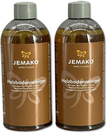 Jemako Holzbodenreiniger 2 x 500 ml – Parkettreiniger für geölte & gewachste Holzböden sowie Kork – Holzreiniger mit natürlichem Kiefern-Harz – Reinigung für Parkett, Dielen & Holzfußböden